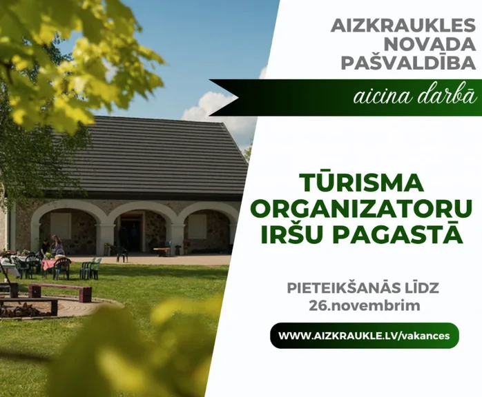 Aicinām darbā tūrisma organizatoru Iršu pagastā!