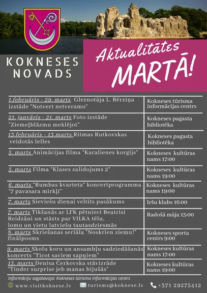 Aktualitātes Kokneses novadā MARTĀ!