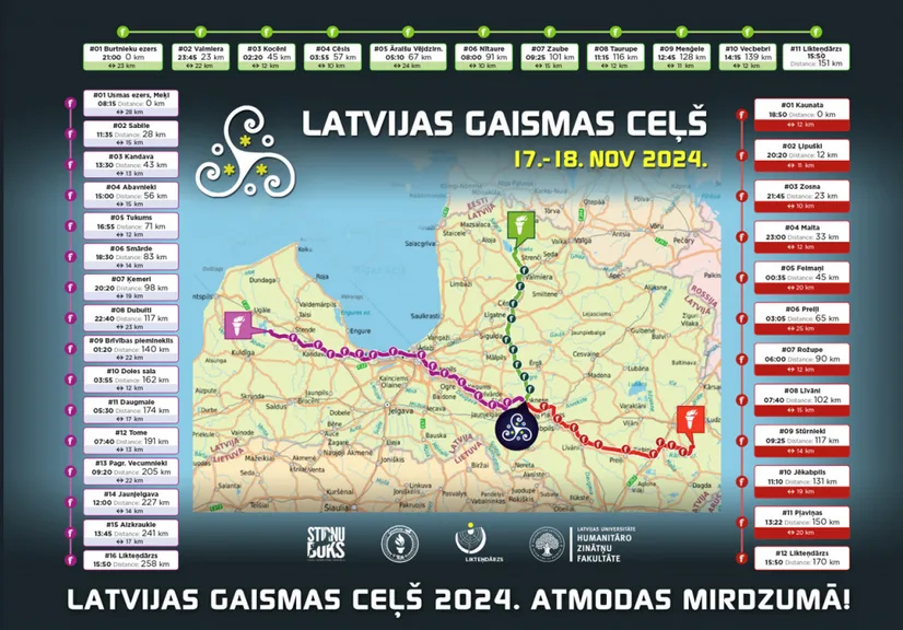 Ar milzu ugunskuru 18.novembrī Likteņdārzā noslēgsies simboliskais skrējiens ”Latvijas Gaismas ceļš”.