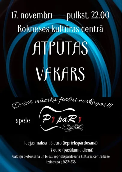 Atpūtas vakars dzīvās mūzikas pavadībā