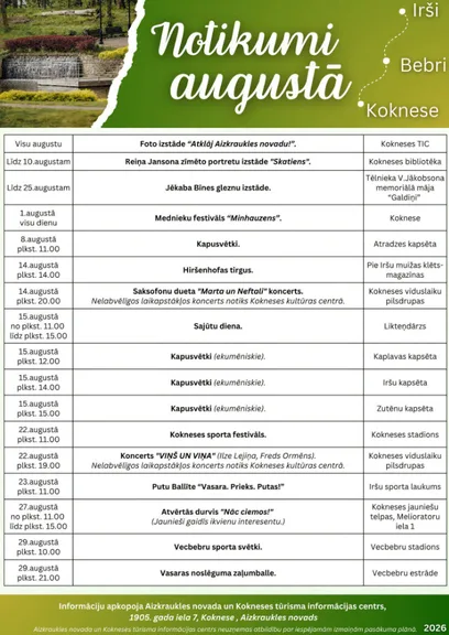 Augusta pasākumu plāns Kokneses apvienībā