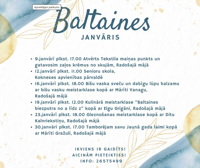 Biedrība "Baltaine" aicina uz pasākumiem janvārī