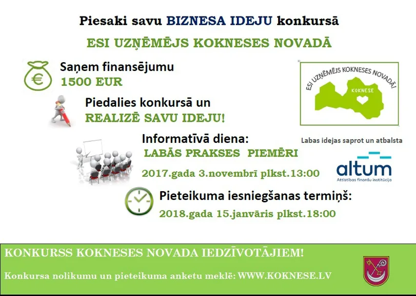 Biznesa ideju konkurss „ESI UZŅĒMĒJS KOKNESES NOVADĀ!” 