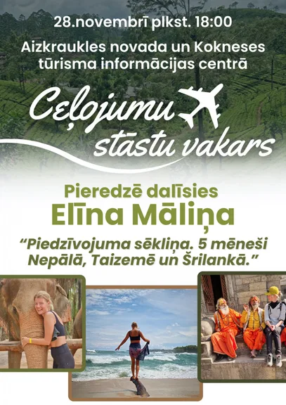 Ceļojumu stāstu vakars kopā ar Elīnu Māliņu