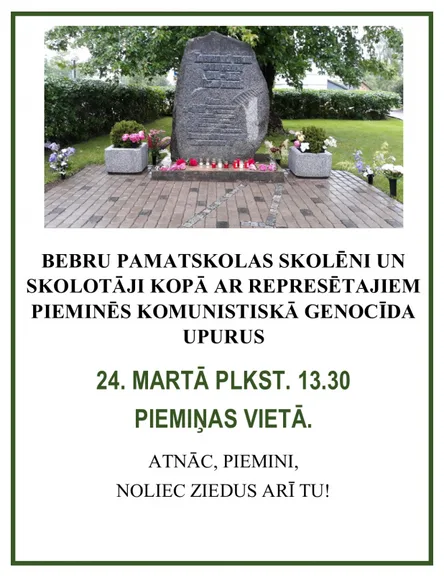 Genocīda upuru piemiņas pasākums Bebros.