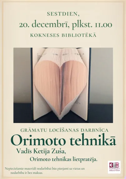 Grāmatu locīšanas darbnīca ORIMOTO tehnikā