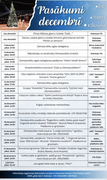 Ieplāno pasākumus decembrī!