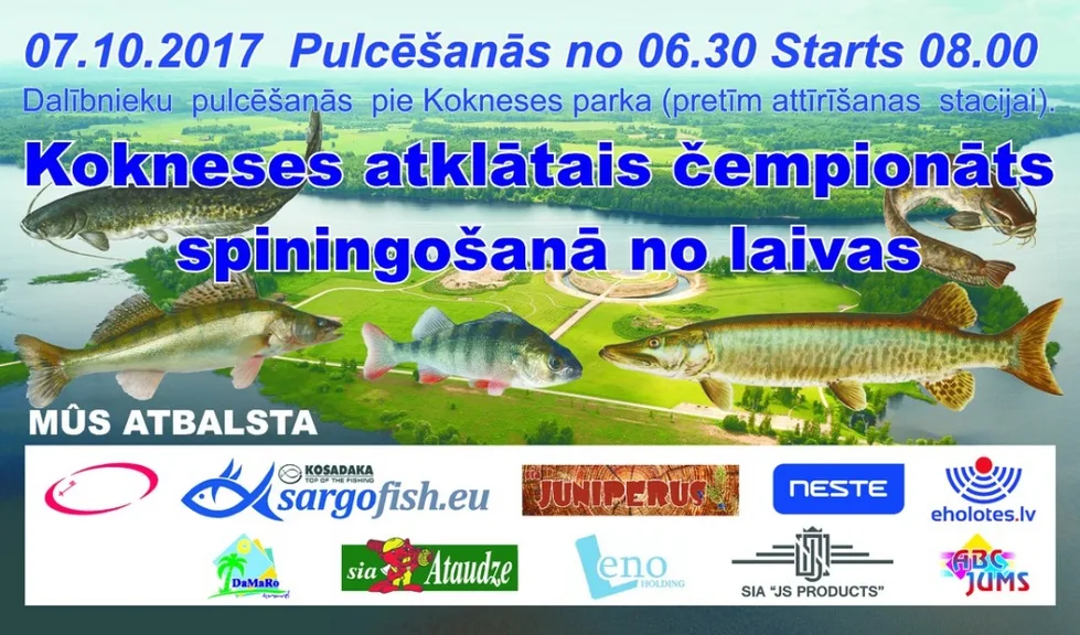 Kokneses atklātais čempionāts spiningošanā no laivām ekipāžām un komandām