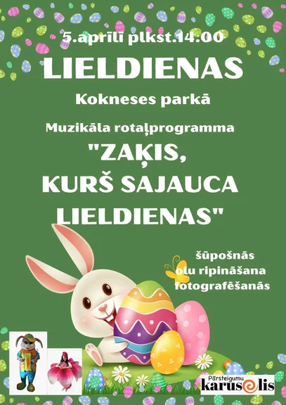 Lieldienas Kokneses parkā "Zaķis, kurš sajauca Lieldienas"