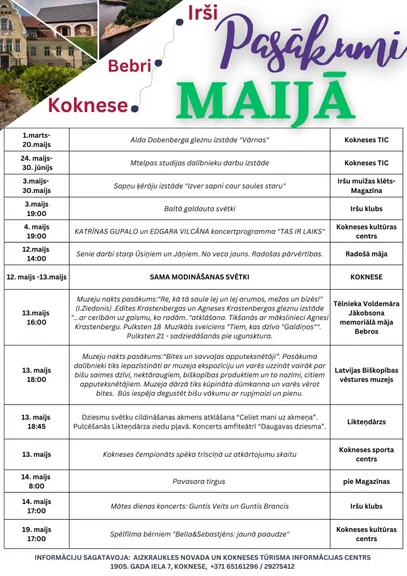 Maija pasākumi Kokneses pusē