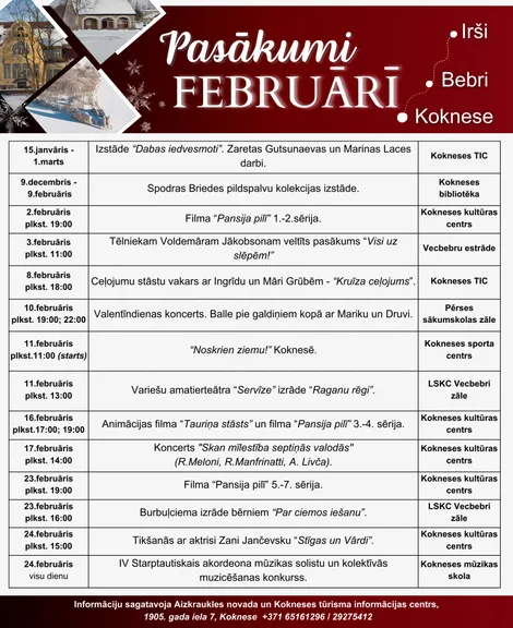 Pasākumi februārī Kokneses apvienībā