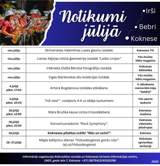Pasākumi jūlijā Kokneses apvienībā