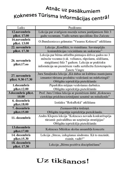 Pasākumi novembrī un decembrī