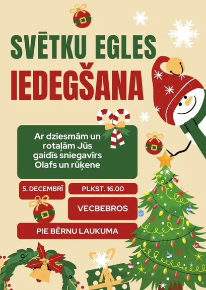 Svētku egles iedegšana Bebru pagastā