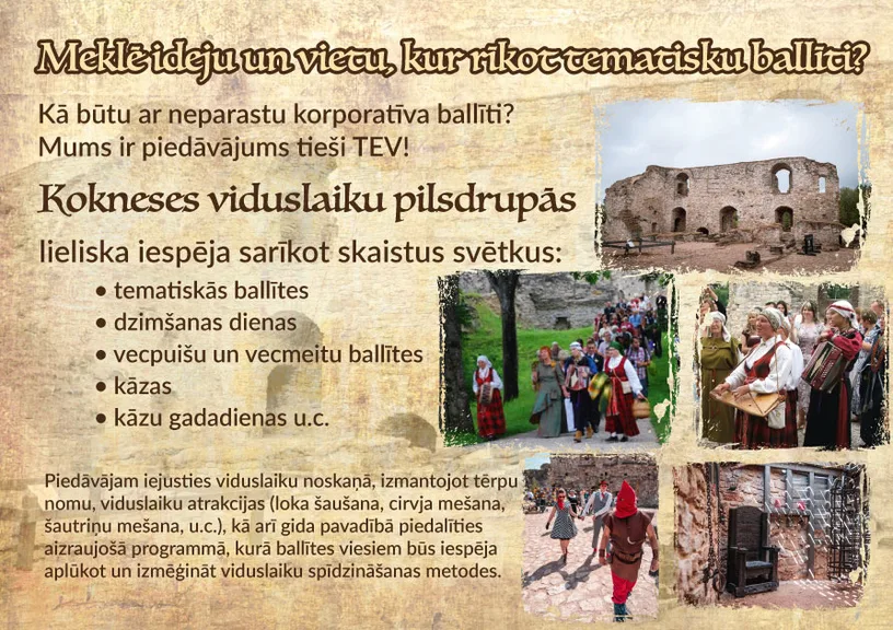 Tematiskās ballītes Kokneses viduslaiku pilsdrupās