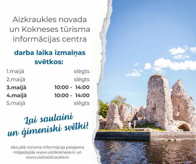 TIC darba laiks maija svētkos