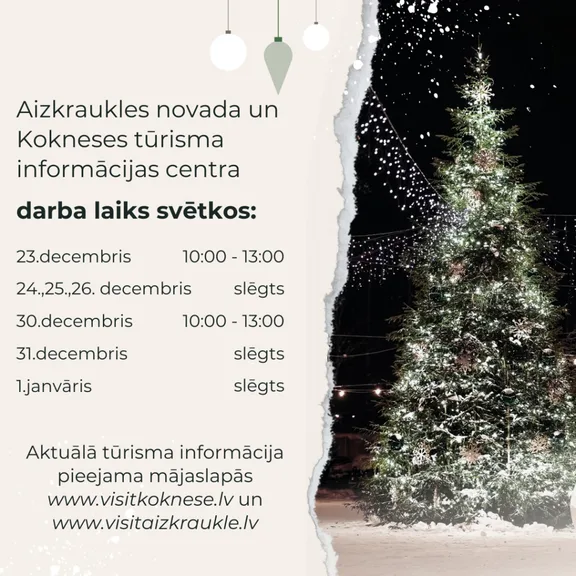 Tūrisma centra darba laiks svētkos
