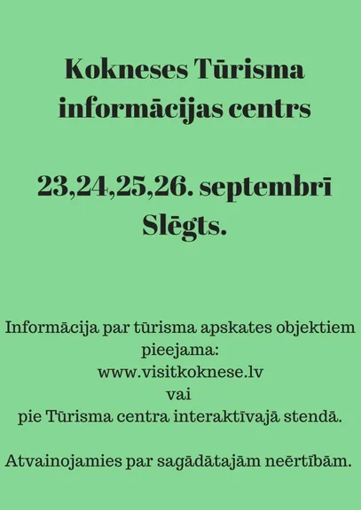 Tūrisma informācijas centra darba laika izmaiņas
