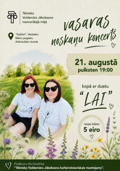 Vasaras noskaņu koncerts tēlnieka Voldemāra Jākobsona memoriālajā mājā