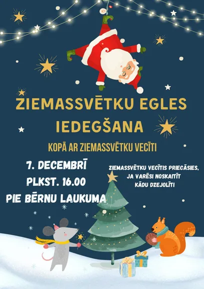 Ziemassvētku egles iedegšana Vecbebros