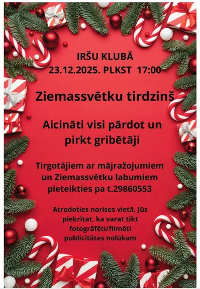 Ziemassvētku tirdziņš Iršu klubā