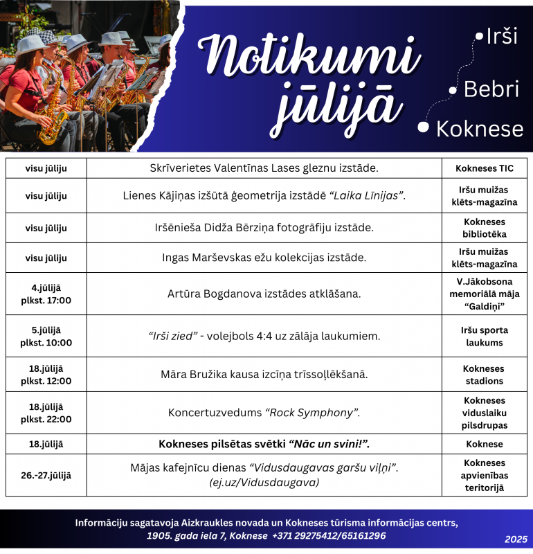 Pasākumi jūlijā Kokneses apvienībā